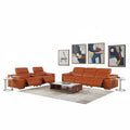 Two Piece Camel Genuine Leather Five Person Seating Set