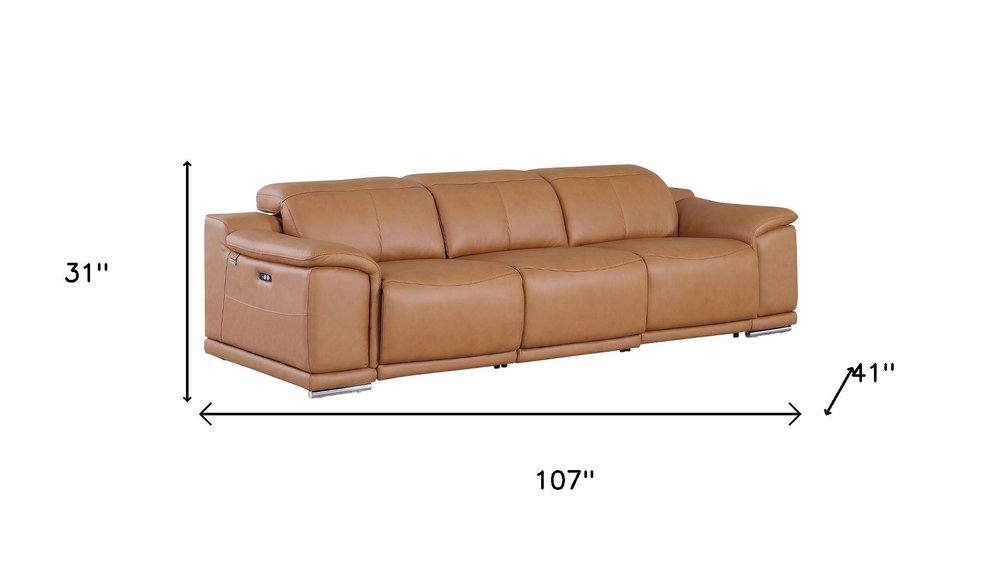 Two Piece Chestnut Genuine Leather Five Person Seating Set
