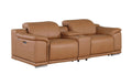 Two Piece Chestnut Genuine Leather Five Person Seating Set