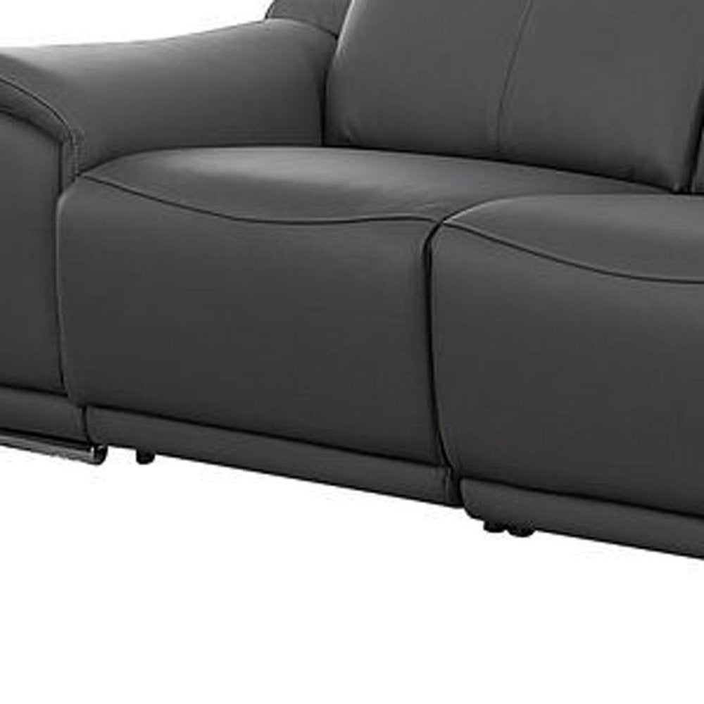 Two Piece Dark Gray Genuine Leather Five Person Seating Set