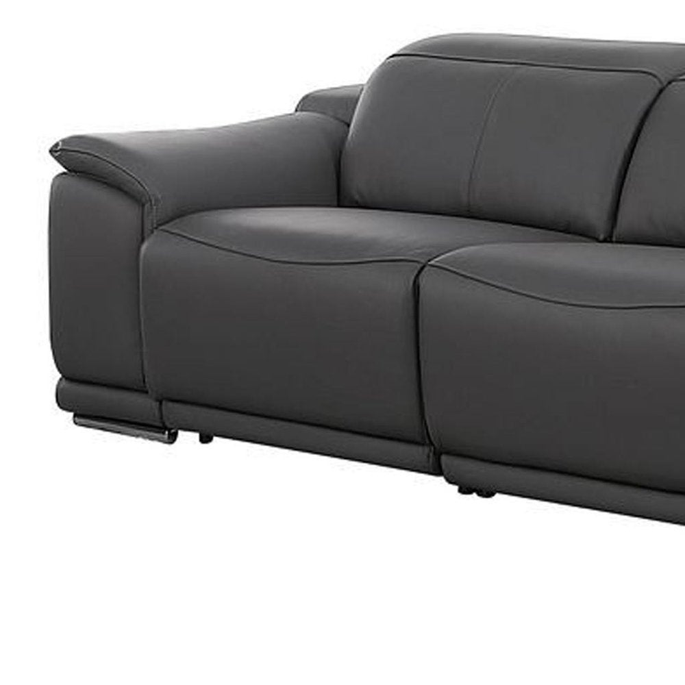 Two Piece Dark Gray Genuine Leather Five Person Seating Set