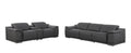 Two Piece Dark Gray Genuine Leather Five Person Seating Set