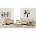 Two Piece Beige Italian Leather Five Person Seating Set