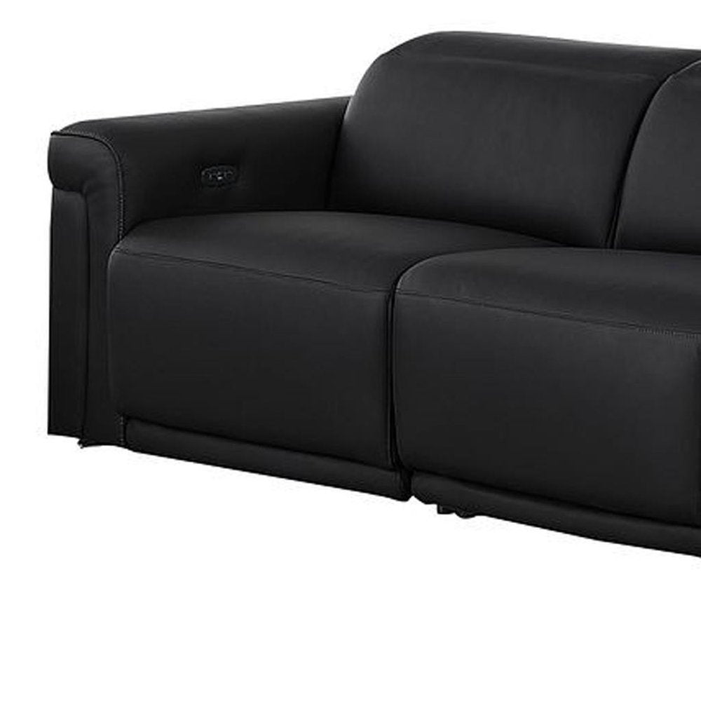 Two Piece Black Italian Leather Five Person Seating Set