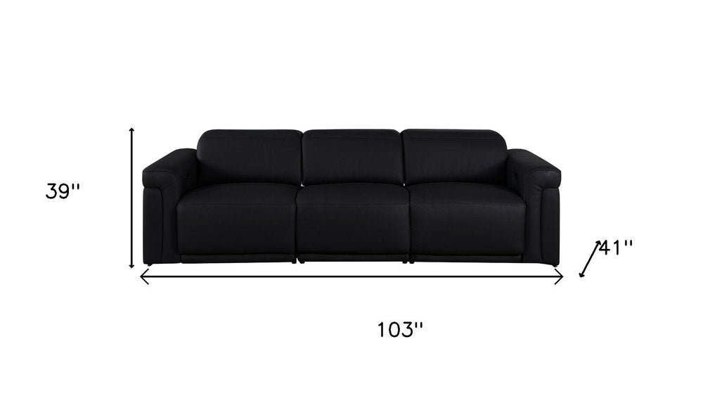 Two Piece Black Italian Leather Five Person Seating Set