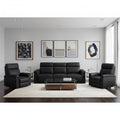 Two Piece Black Italian Leather Five Person Seating Set
