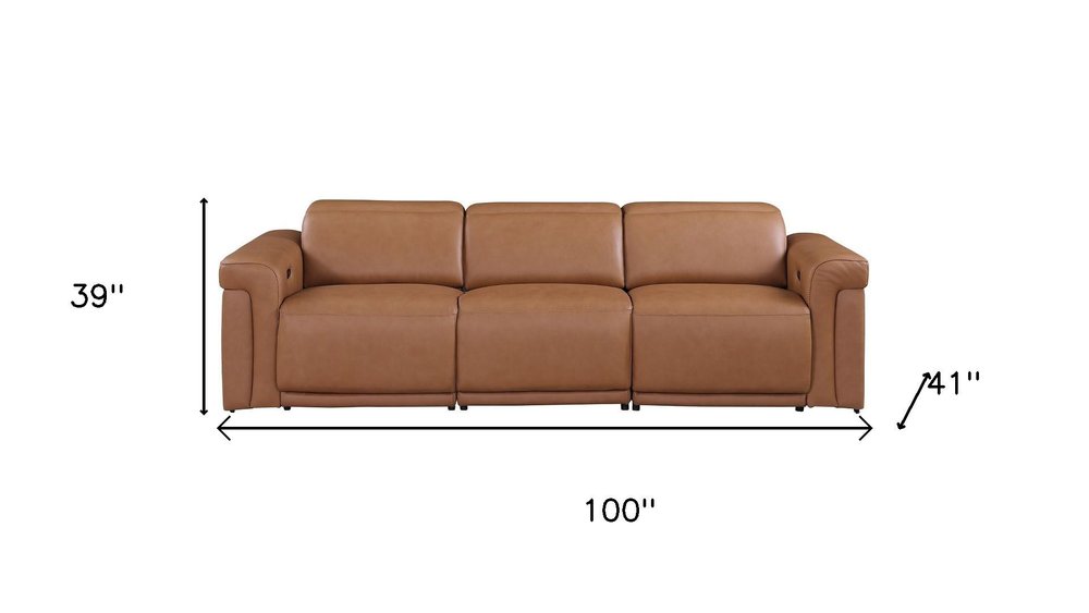 Two Piece Chestnut Italian Leather Five Person Seating Set