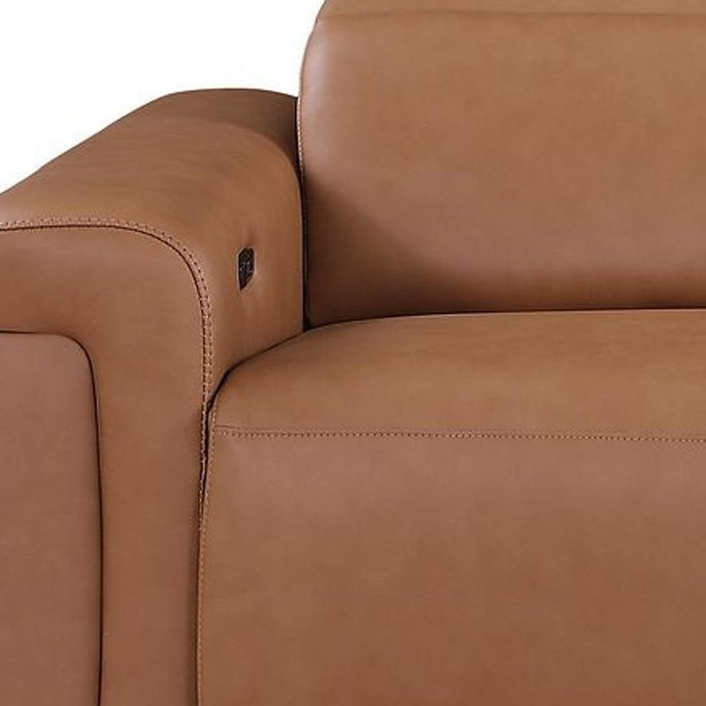 Two Piece Chestnut Italian Leather Five Person Seating Set