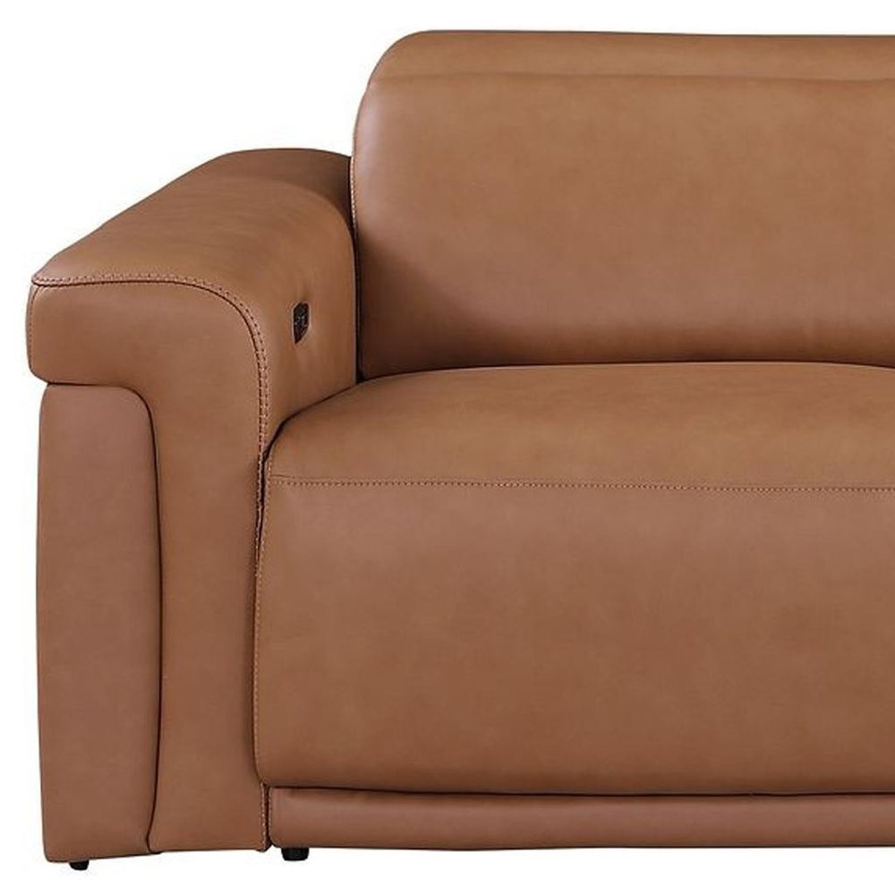 Two Piece Chestnut Italian Leather Five Person Seating Set