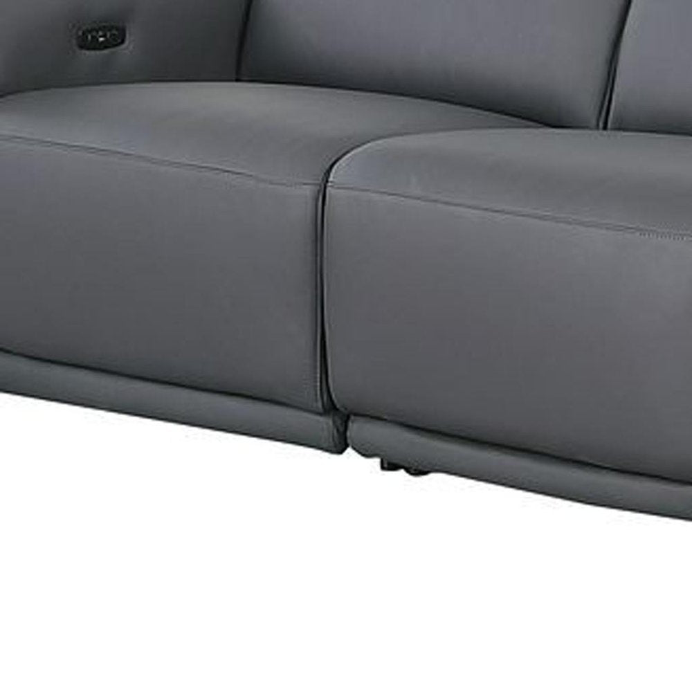 Two Piece Dark Gray Italian Leather Five Person Seating Set