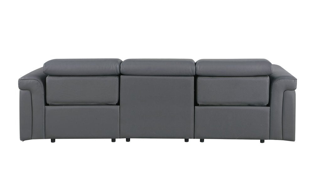 Two Piece Dark Gray Italian Leather Five Person Seating Set