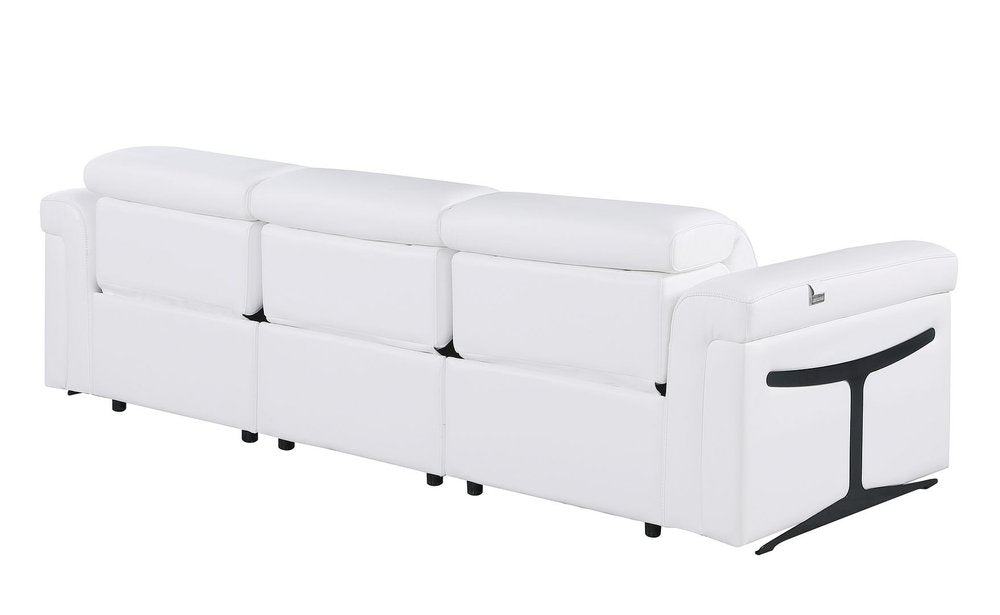 Two Piece White Italian Leather Five Person Seating Set - SKU 721642 on a white background
