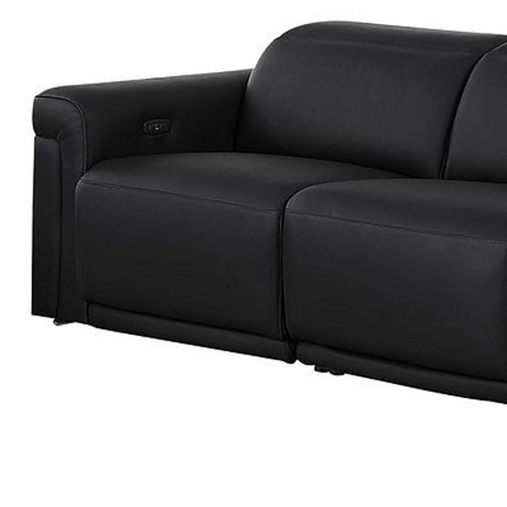 Two Piece Black Italian Leather Five Person Seating Set