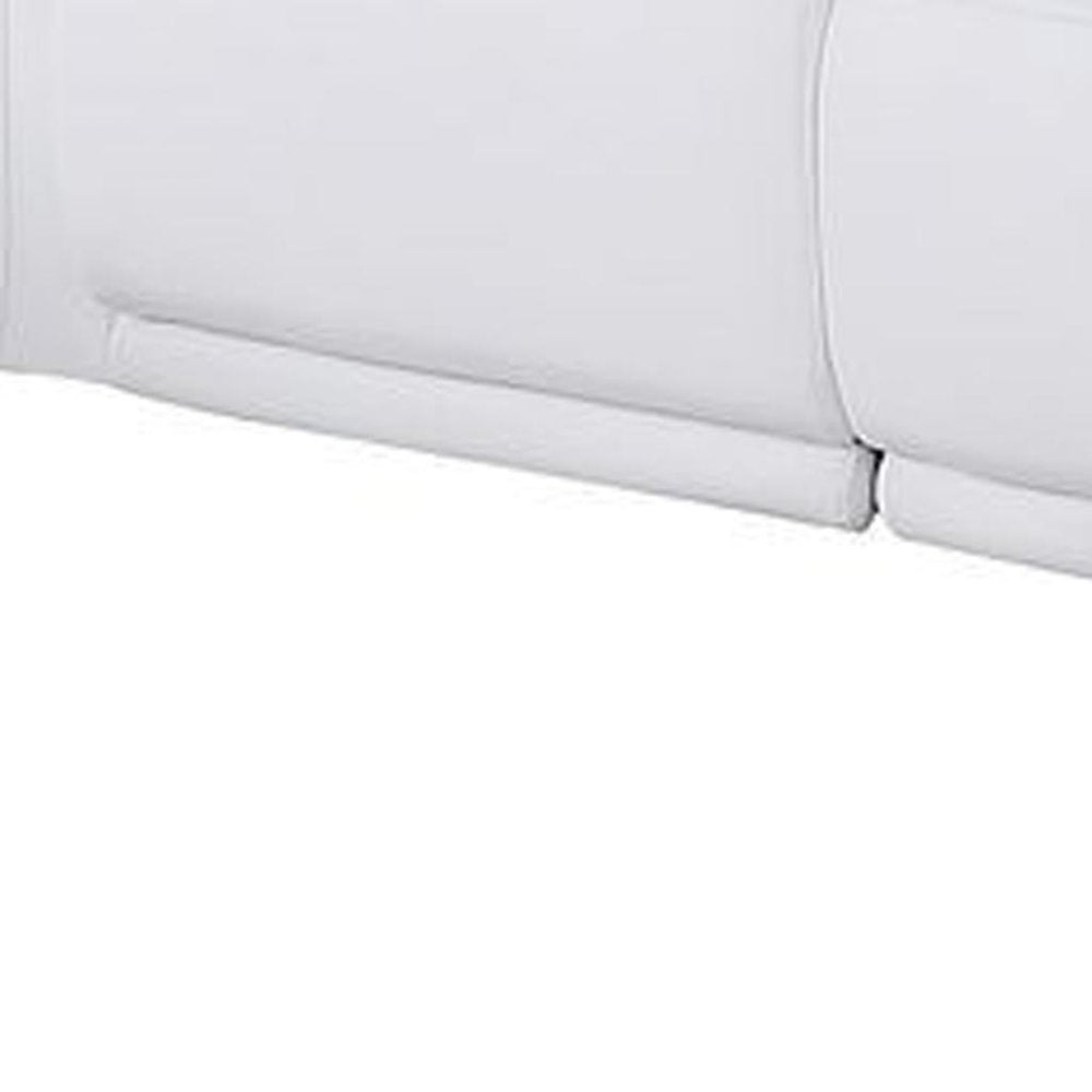 Two Piece White Italian Leather Five Person Seating Set