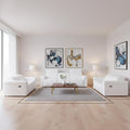 Two Piece White Italian Leather Five Person Seating Set