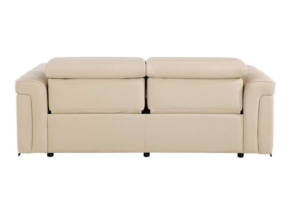 Two Piece Beige Italian Leather Five Person Seating Set