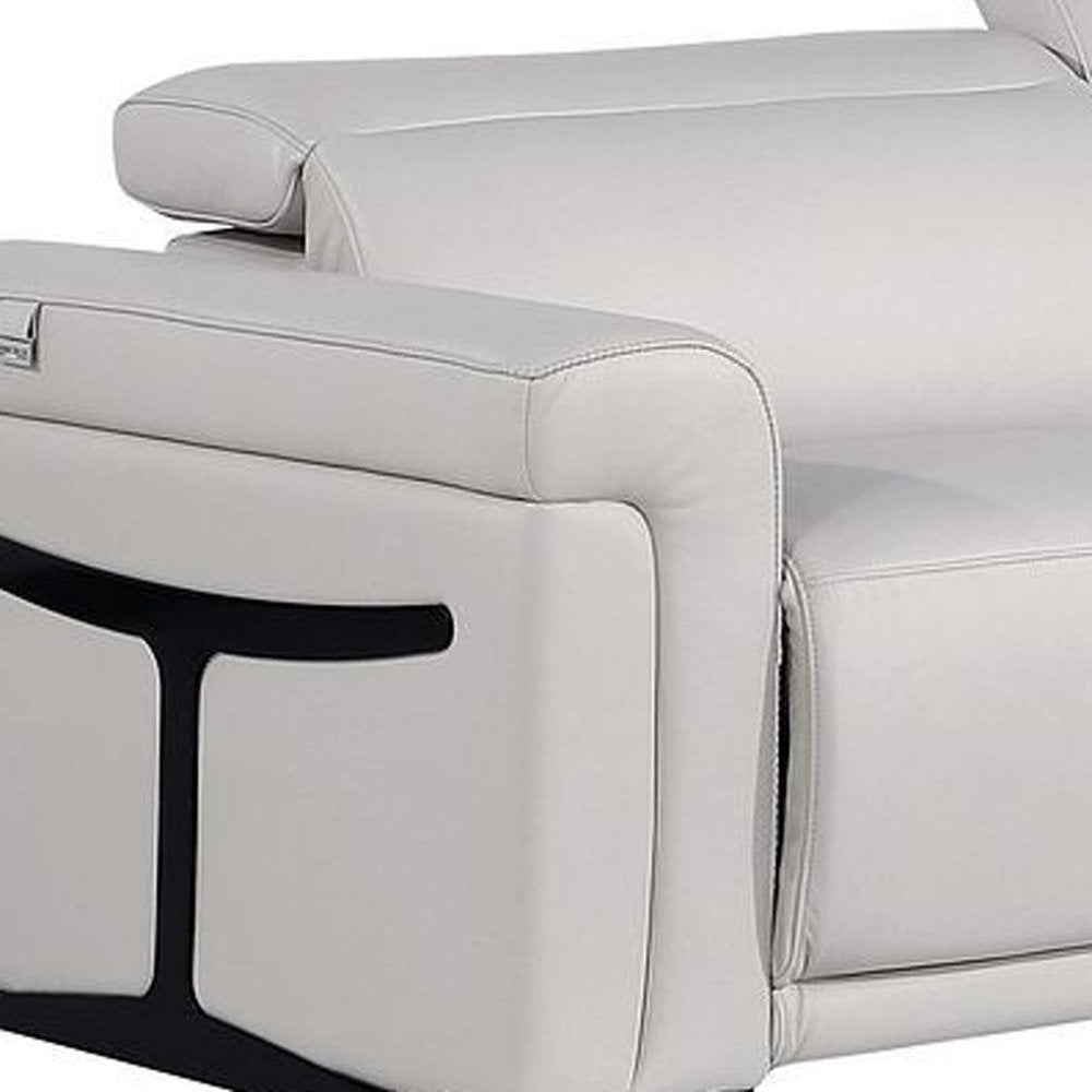 Two Piece Dark Gray Italian Leather Five Person Seating Set