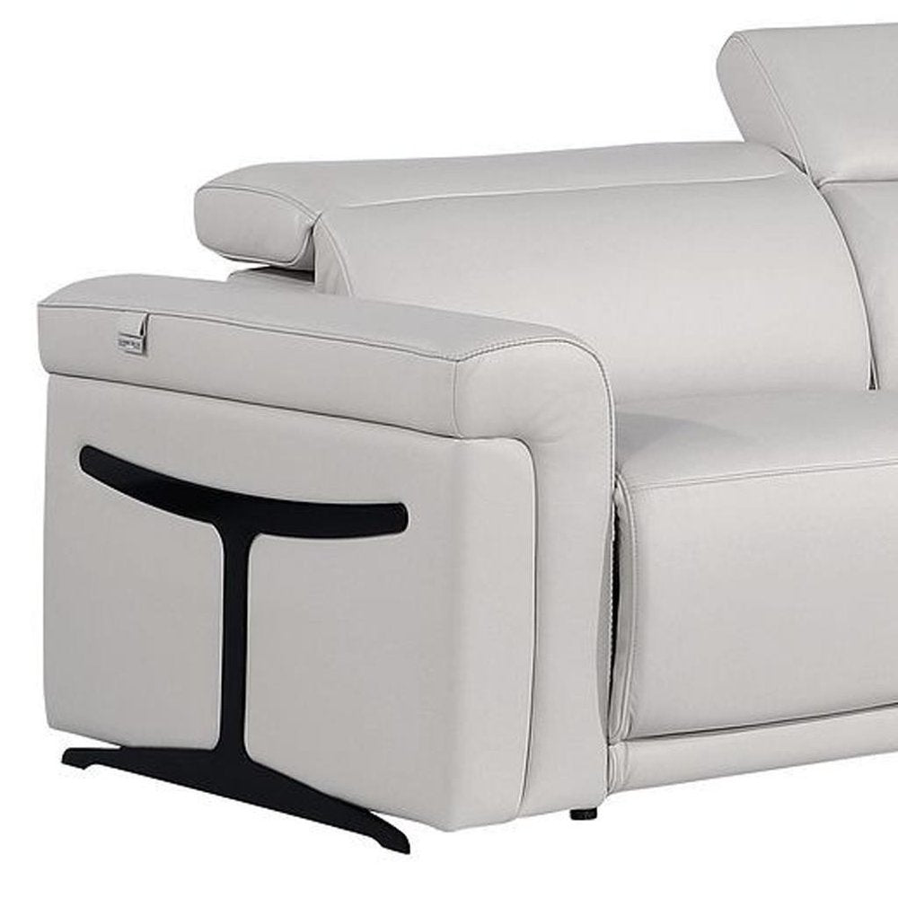 Two Piece Dark Gray Italian Leather Five Person Seating Set