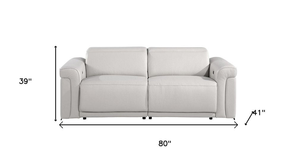 Two Piece Dark Gray Italian Leather Five Person Seating Set