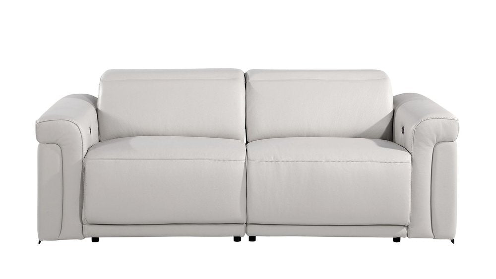 Two Piece Dark Gray Italian Leather Five Person Seating Set