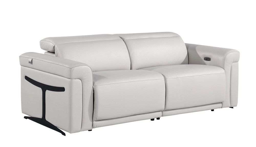 Two Piece Dark Gray Italian Leather Five Person Seating Set