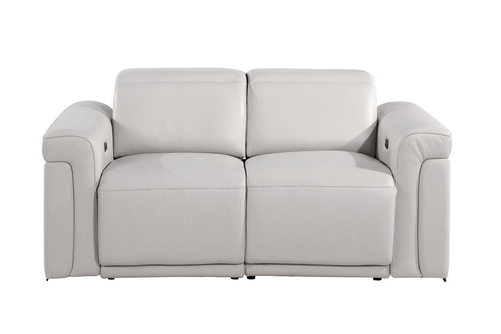 Two Piece Dark Gray Italian Leather Five Person Seating Set