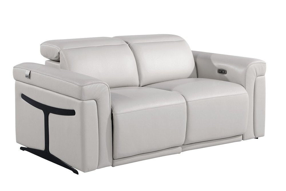 Two Piece Dark Gray Italian Leather Five Person Seating Set