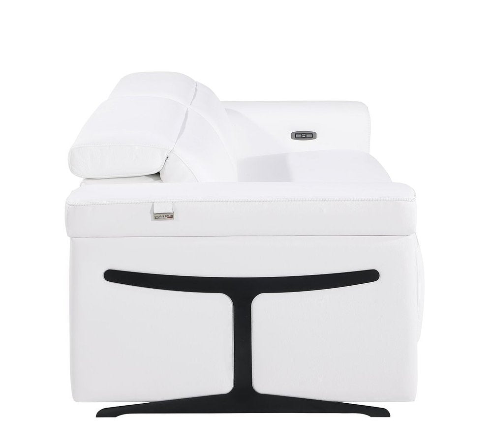 Two Piece White Italian Leather Five Person Seating Set