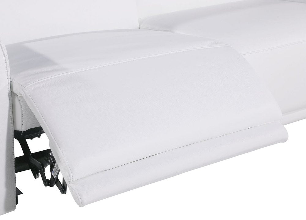 Two Piece White Italian Leather Five Person Seating Set