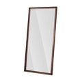 71" Brown Wood Wall Mounted And Leaning Framed Full Length Mirror on a white background
