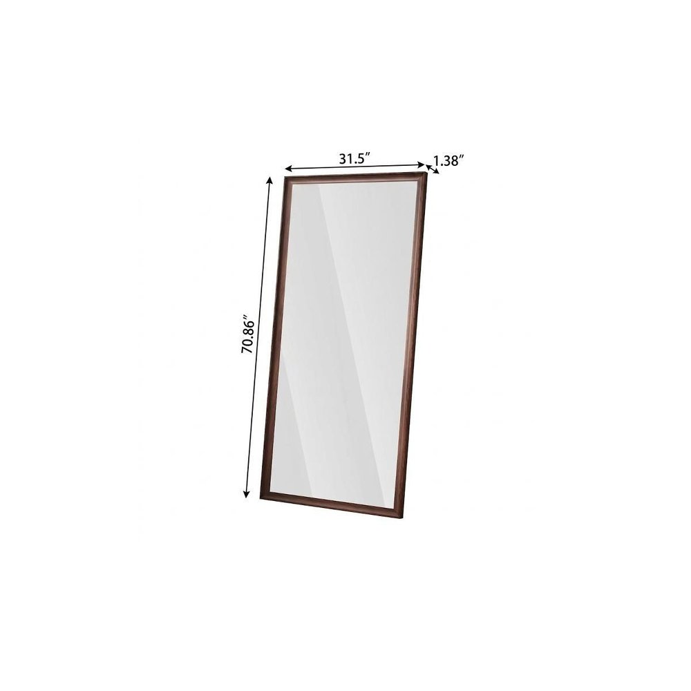 71" Brown Wood Wall Mounted And Leaning Framed Full Length Mirror