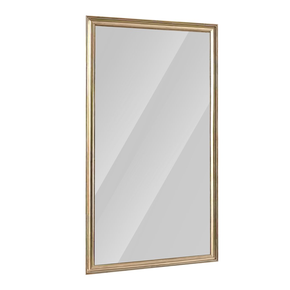 71" Golden Brown Wood Wall Mounted And Leaning Framed Full Length Mirror on a white background