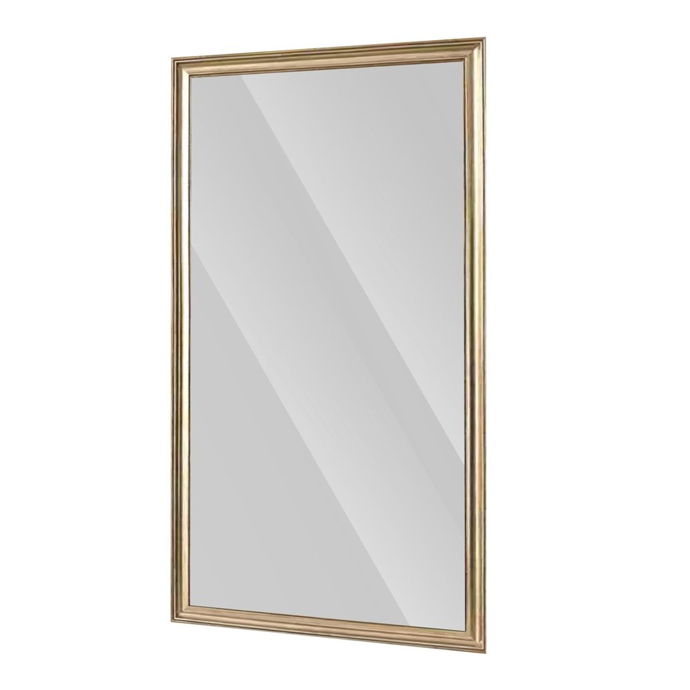 71" Golden Brown Wood Wall Mounted And Leaning Framed Full Length Mirror on a white background