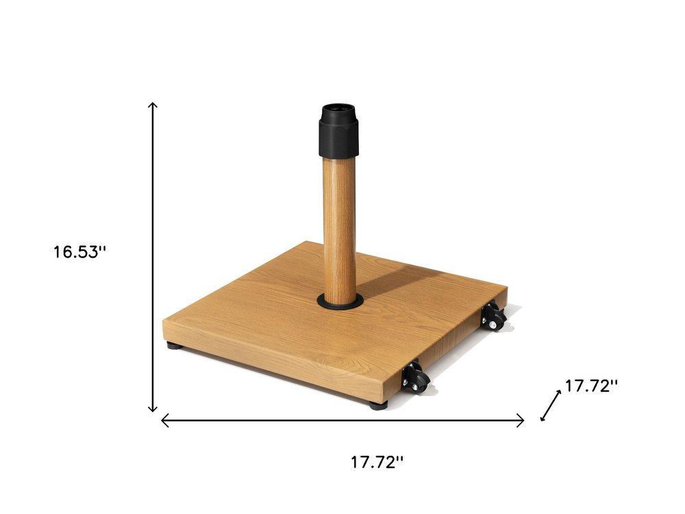 Light Brown Market Umbrella Steel In Ground Adjustable Umbrella Base With Wheels - 16.53" H x 17.72" W x 17.72" D