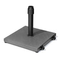 Gray Market Umbrella Steel In Ground Adjustable Umbrella Base With Wheels - 16.53" H x 17.72" W x 17.72" D on a white background