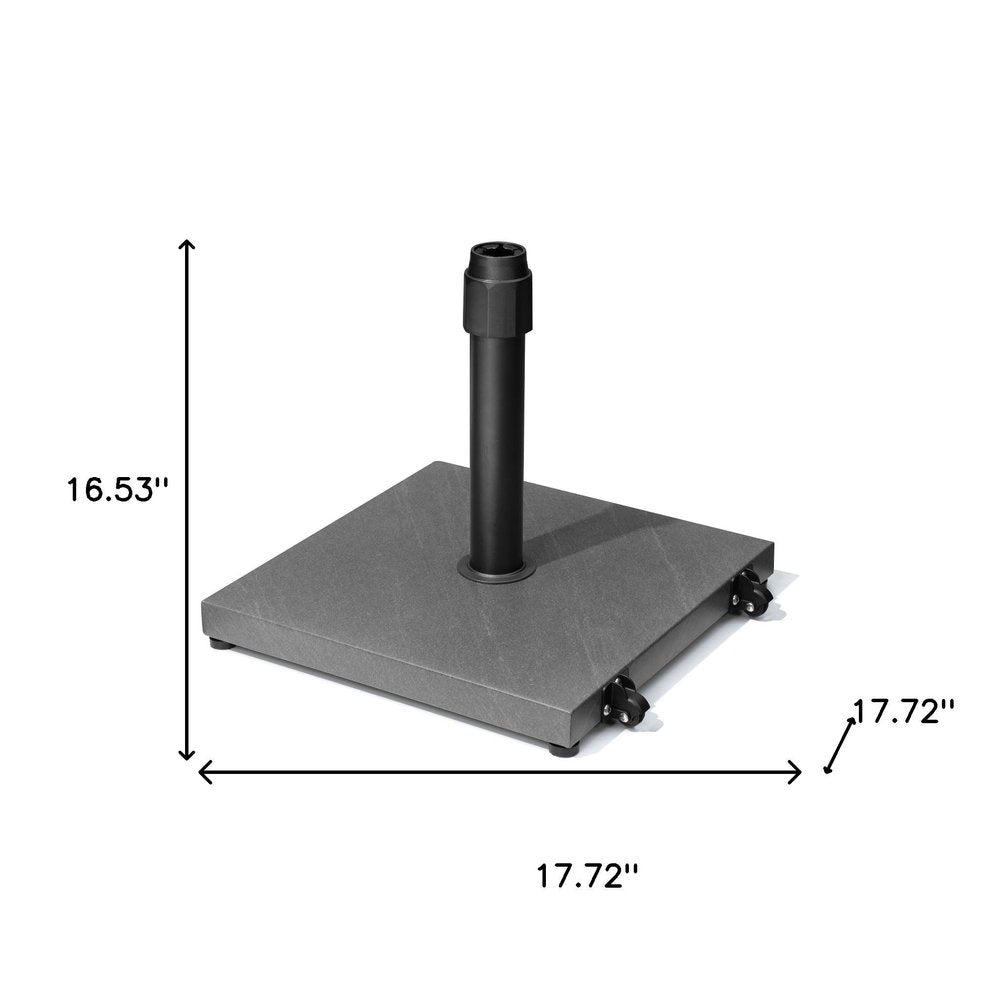 Gray Market Umbrella Steel In Ground Adjustable Umbrella Base With Wheels - 16.53" H x 17.72" W x 17.72" D