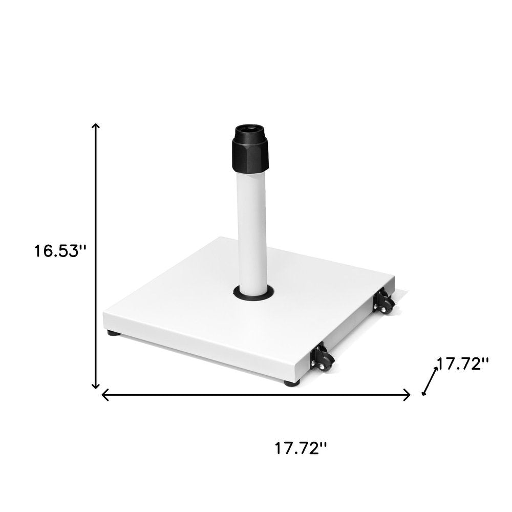 White Market Umbrella Steel In Ground Adjustable Umbrella Base With Wheels - 16.53" H x 17.72" W x 17.72" D
