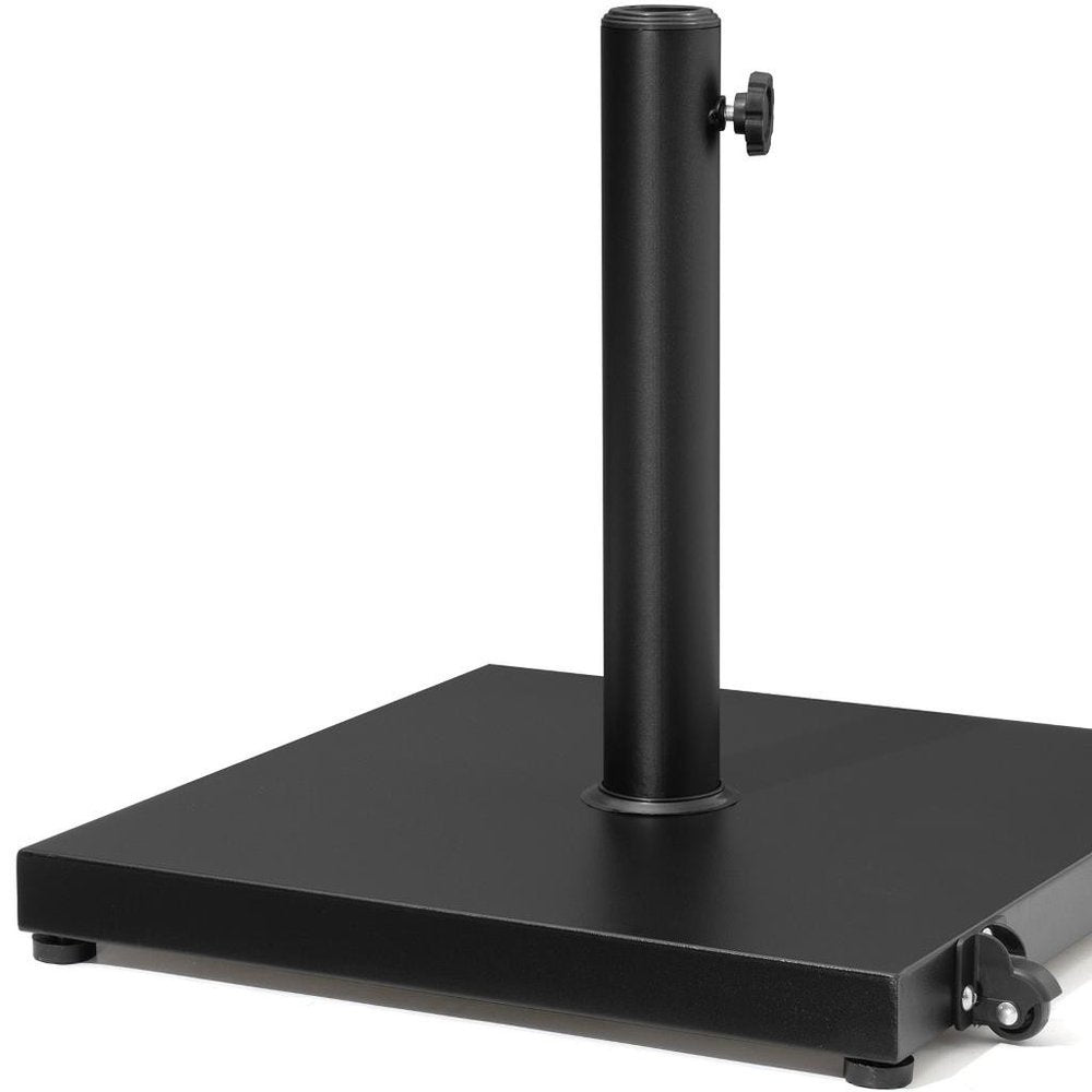 Black Market Umbrella Steel In Ground Adjustable Umbrella Base With Wheels - 17.12" H x 17.72" W x 17.72" D