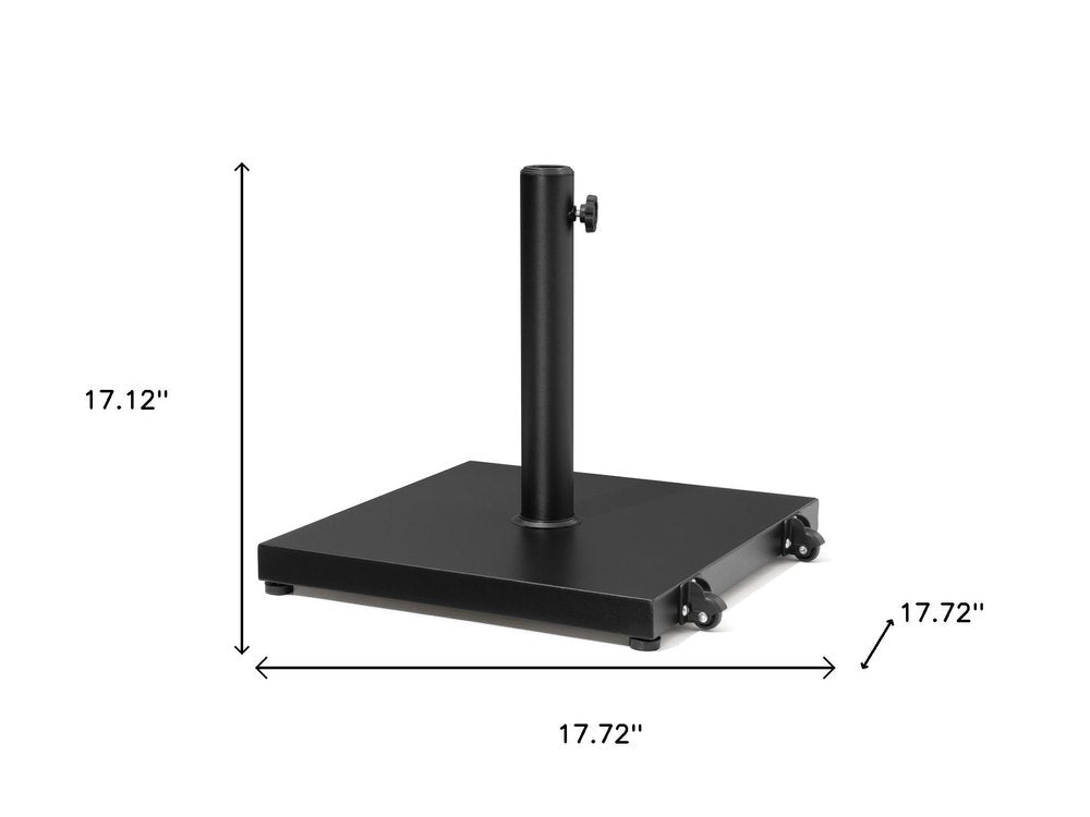 Black Market Umbrella Steel In Ground Adjustable Umbrella Base With Wheels - 17.12" H x 17.72" W x 17.72" D