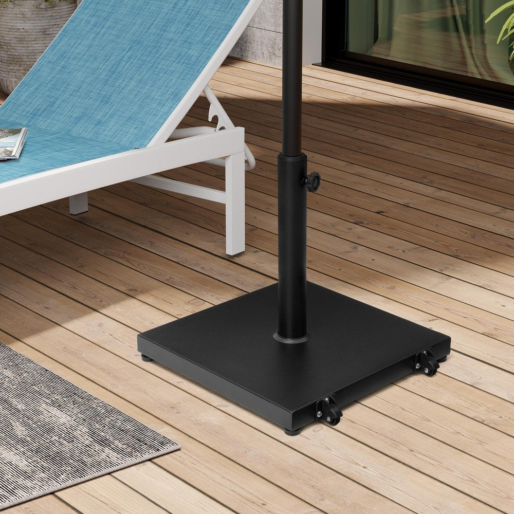 Black Market Umbrella Steel In Ground Adjustable Umbrella Base With Wheels - 17.12" H x 17.72" W x 17.72" D