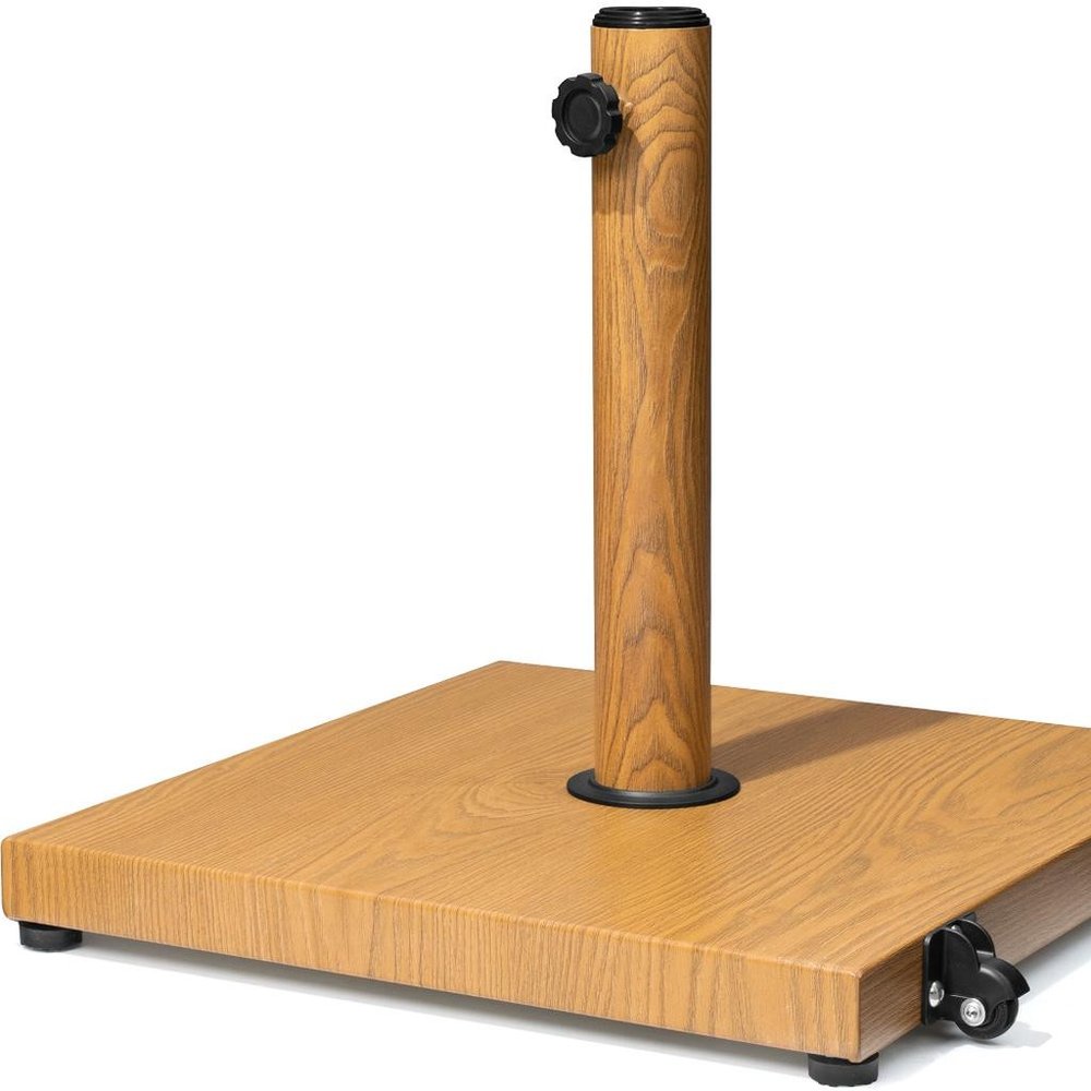 Light Brown Market Umbrella Steel In Ground Adjustable Umbrella Base With Wheels - 17.12" H x 17.72" W x 17.72" D