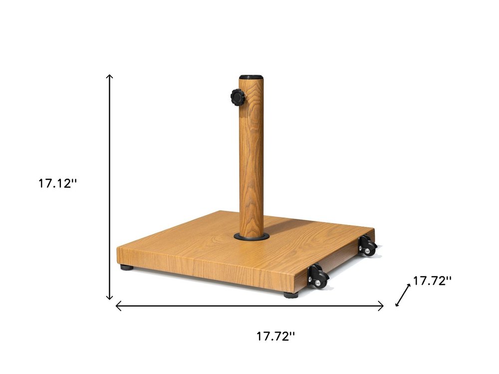 Light Brown Market Umbrella Steel In Ground Adjustable Umbrella Base With Wheels - 17.12" H x 17.72" W x 17.72" D