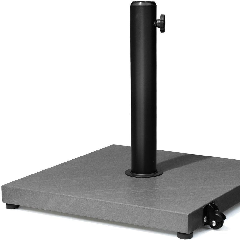 Gray Market Umbrella Steel In Ground Adjustable Umbrella Base With Wheels - 17.12" H x 17.72" W x 17.72" D