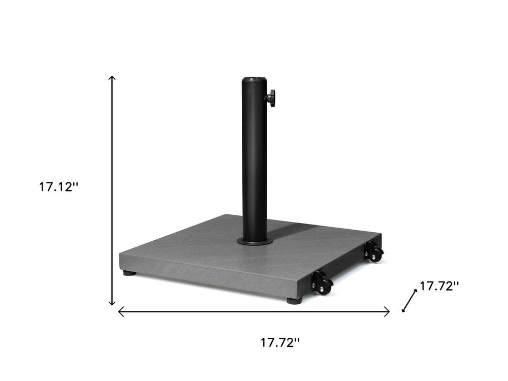 Gray Market Umbrella Steel In Ground Adjustable Umbrella Base With Wheels - 17.12" H x 17.72" W x 17.72" D
