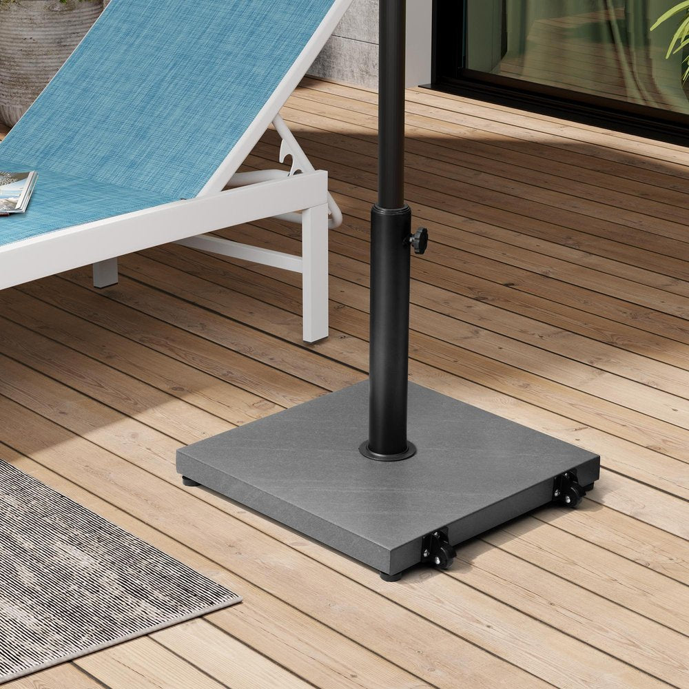 Gray Market Umbrella Steel In Ground Adjustable Umbrella Base With Wheels - 17.12" H x 17.72" W x 17.72" D