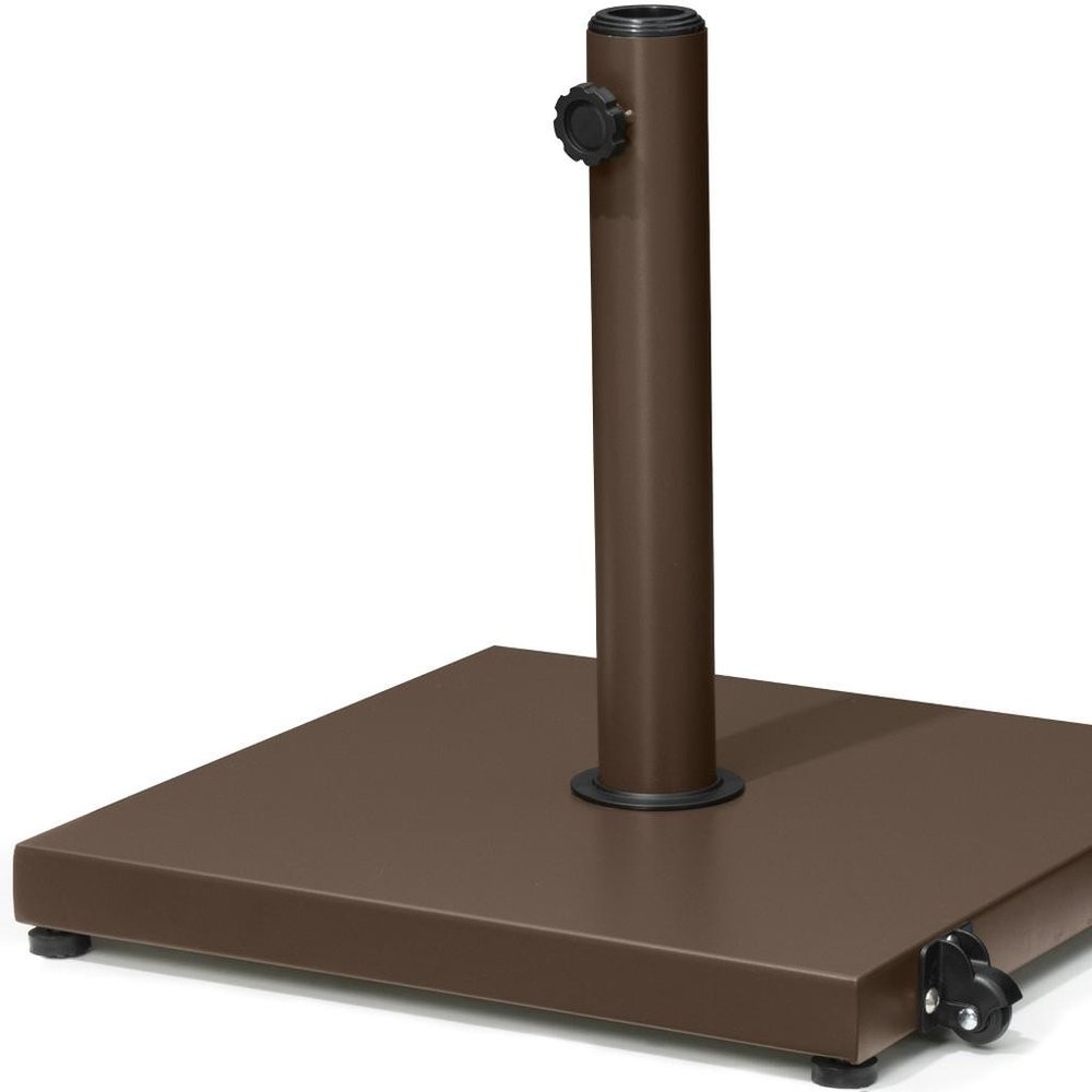 Brown Market Umbrella Steel In Ground Adjustable Umbrella Base With Wheels
