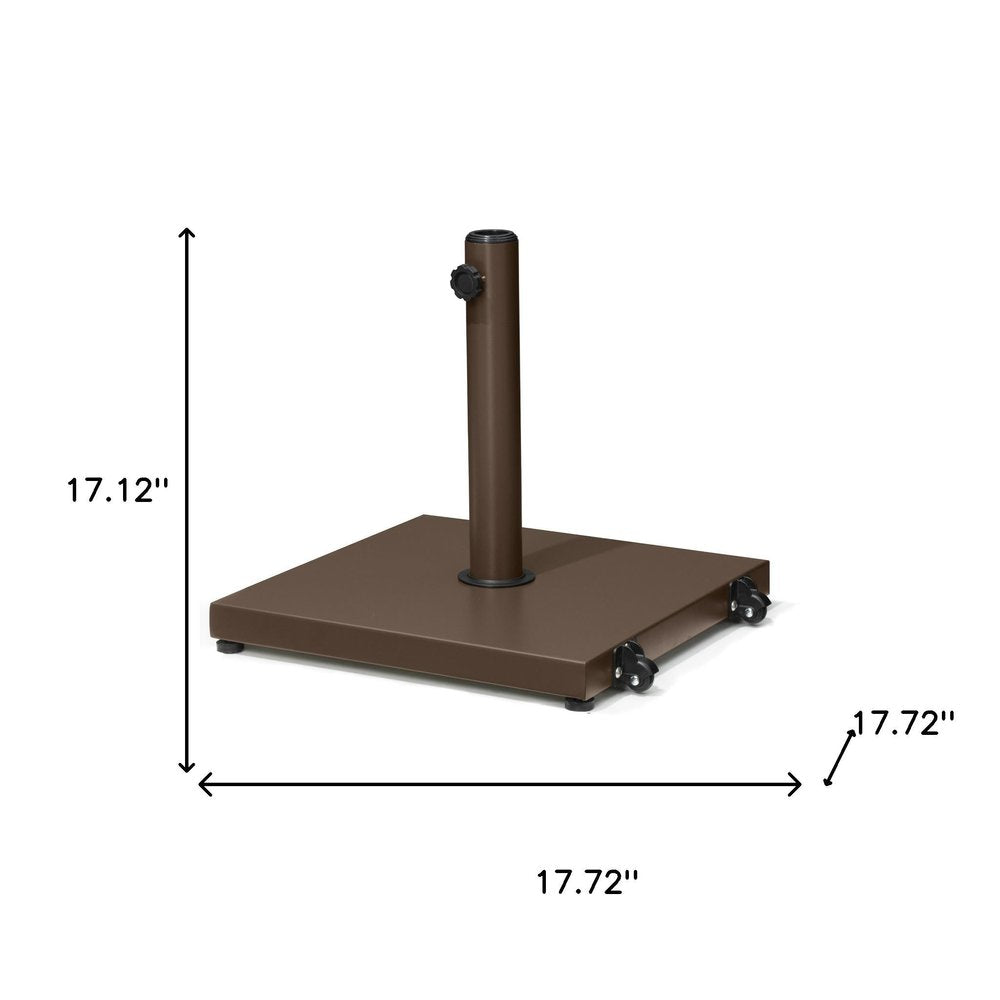 Brown Market Umbrella Steel In Ground Adjustable Umbrella Base With Wheels