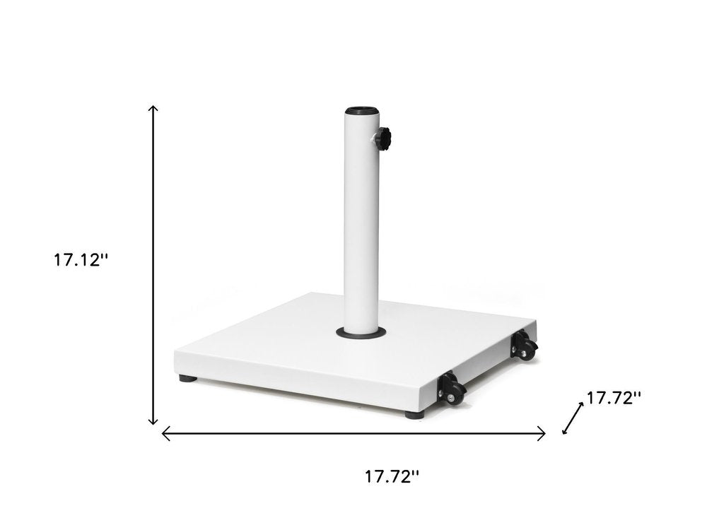 White Market Umbrella Steel In Ground Adjustable Umbrella Base With Wheels - 17.12" H x 17.72" W x 17.72" D