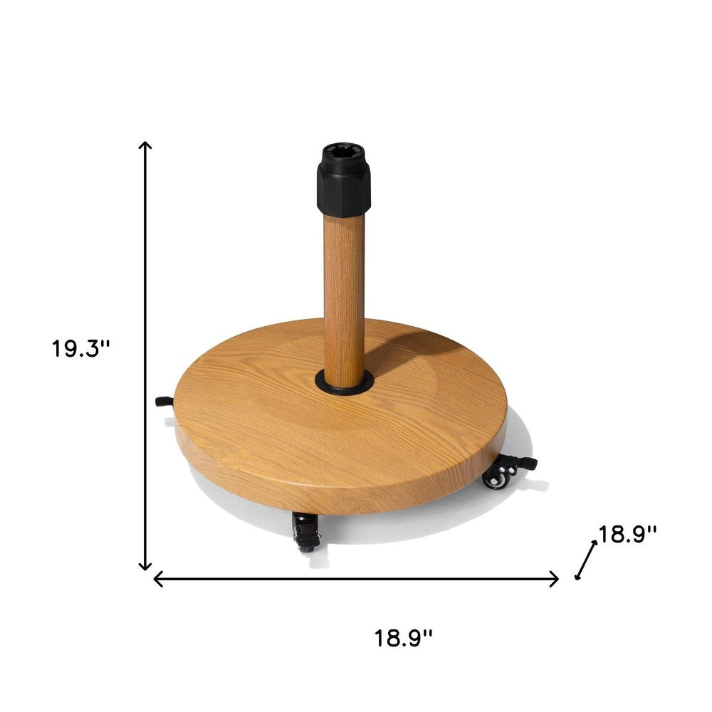 Light Brown Market Umbrella Steel In Ground Adjustable Umbrella Base With Wheels - 19.30" H x 18.90" W x 18.90" D