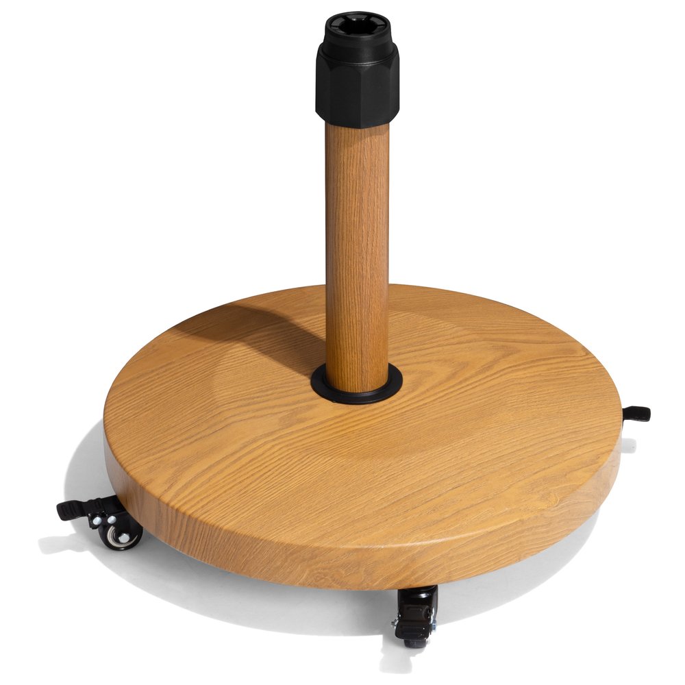 Light Brown Market Umbrella Steel In Ground Adjustable Umbrella Base With Wheels - 18.90" H x 18.90" W x 18.90" D